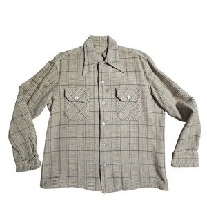Vintage Alpine Clarke's Wool Plaid Button‎ Up Shirt M Tulsa Cabincore Western